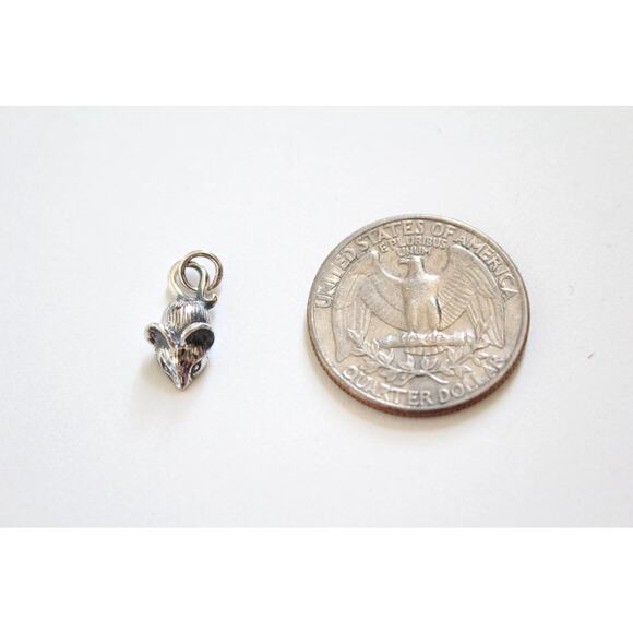 Sterling Silver Mouse Charm, Mouse Charm, Silver Mouse Charm - Picture 3 of 4